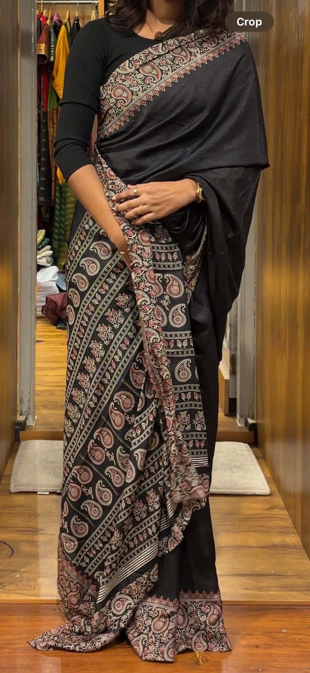 Zippy Tshirt Saree Black