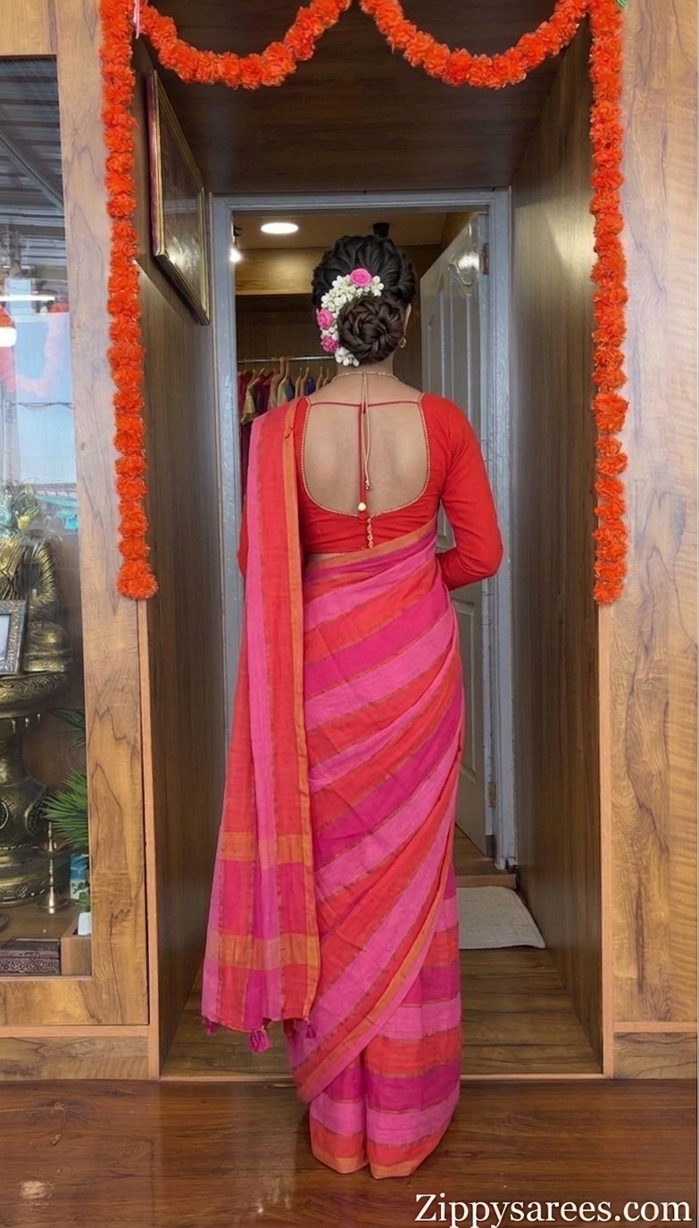 Zippy Tshirt Saree(Magenta)