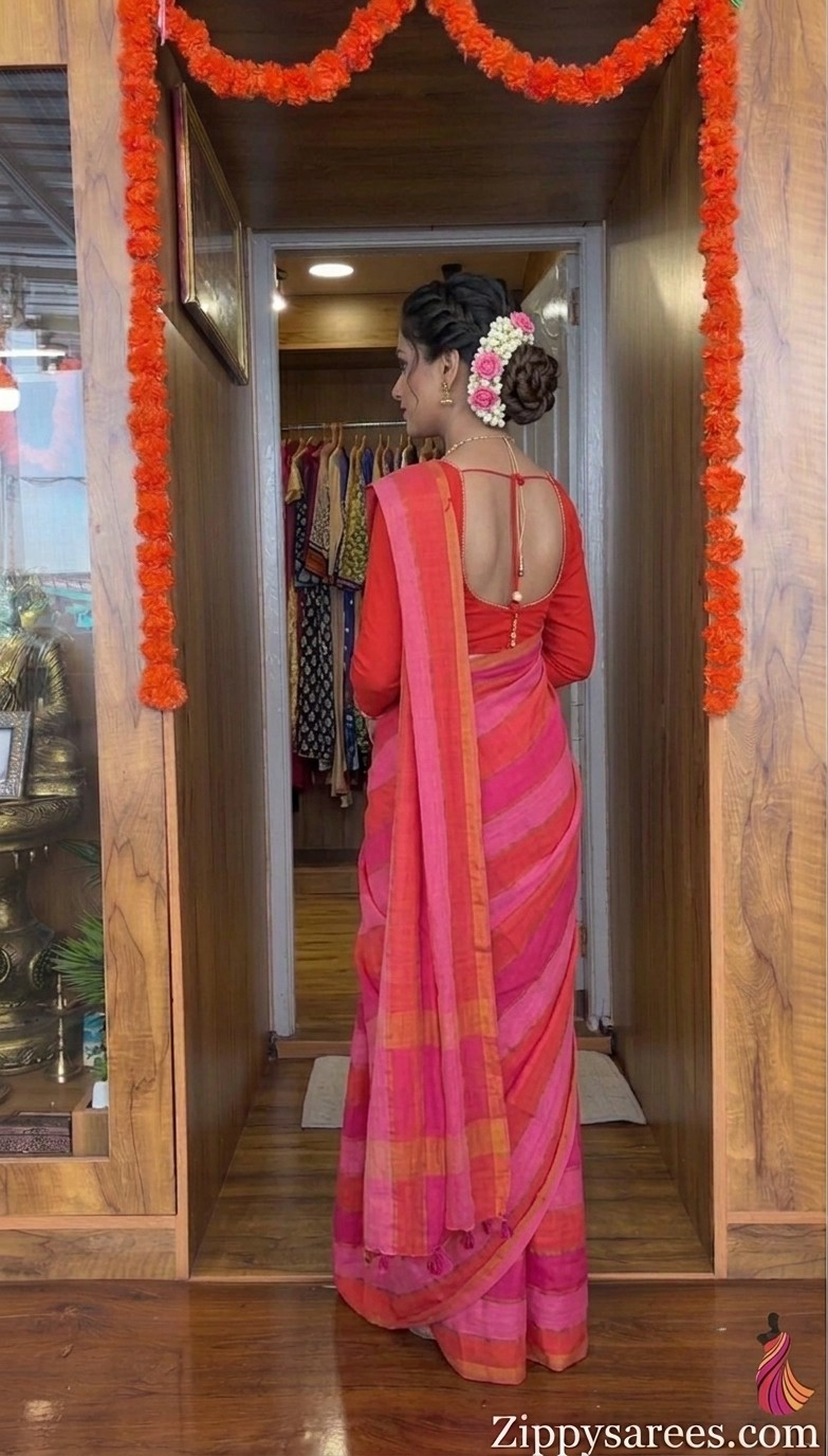 Zippy Tshirt Saree(Magenta)